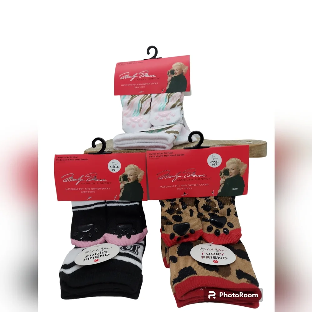 Marilyn Monroe Matching Pet and Owner Crew Socks 3 Sets NWT
